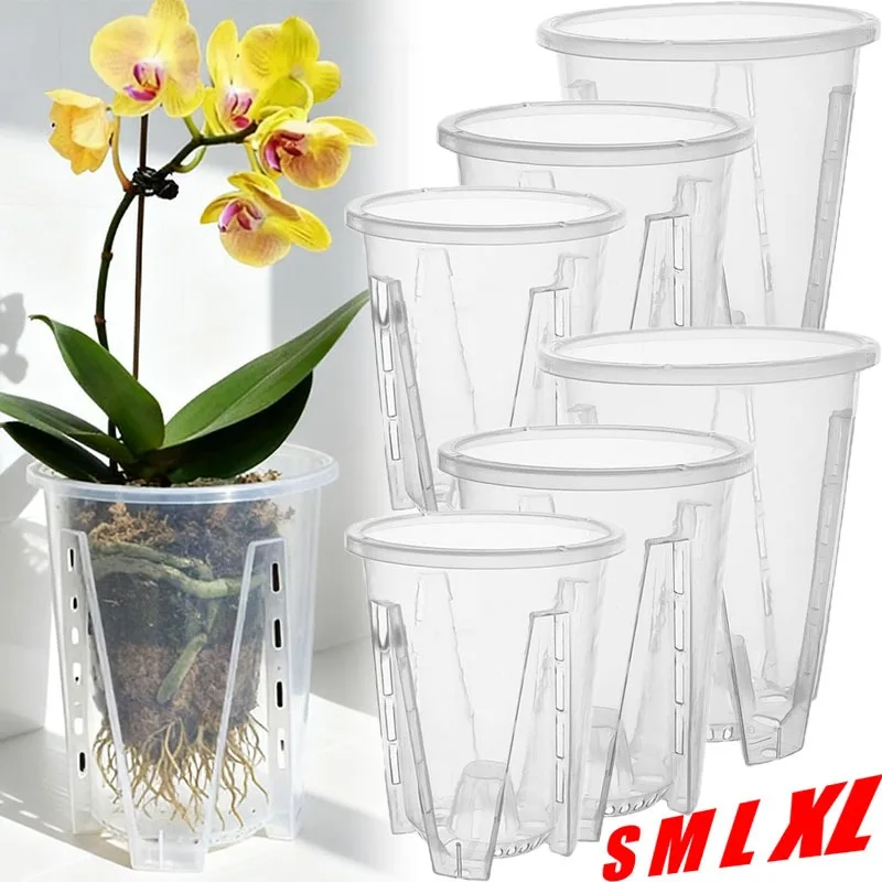 Clear Root Control Flower Pot PP Plastic Orchid Planter Air Holes Plants Enhanced Drainage Breathable Garden Pot Home Garden