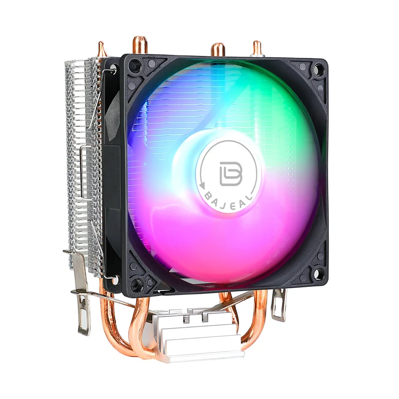 Bajeal A200 CPU Cooler 2 Heatpipes 90mm Backlit Fan Compatible with Intel 1155/AMD Multi-Platforms Dual-Heat Full Compatibility