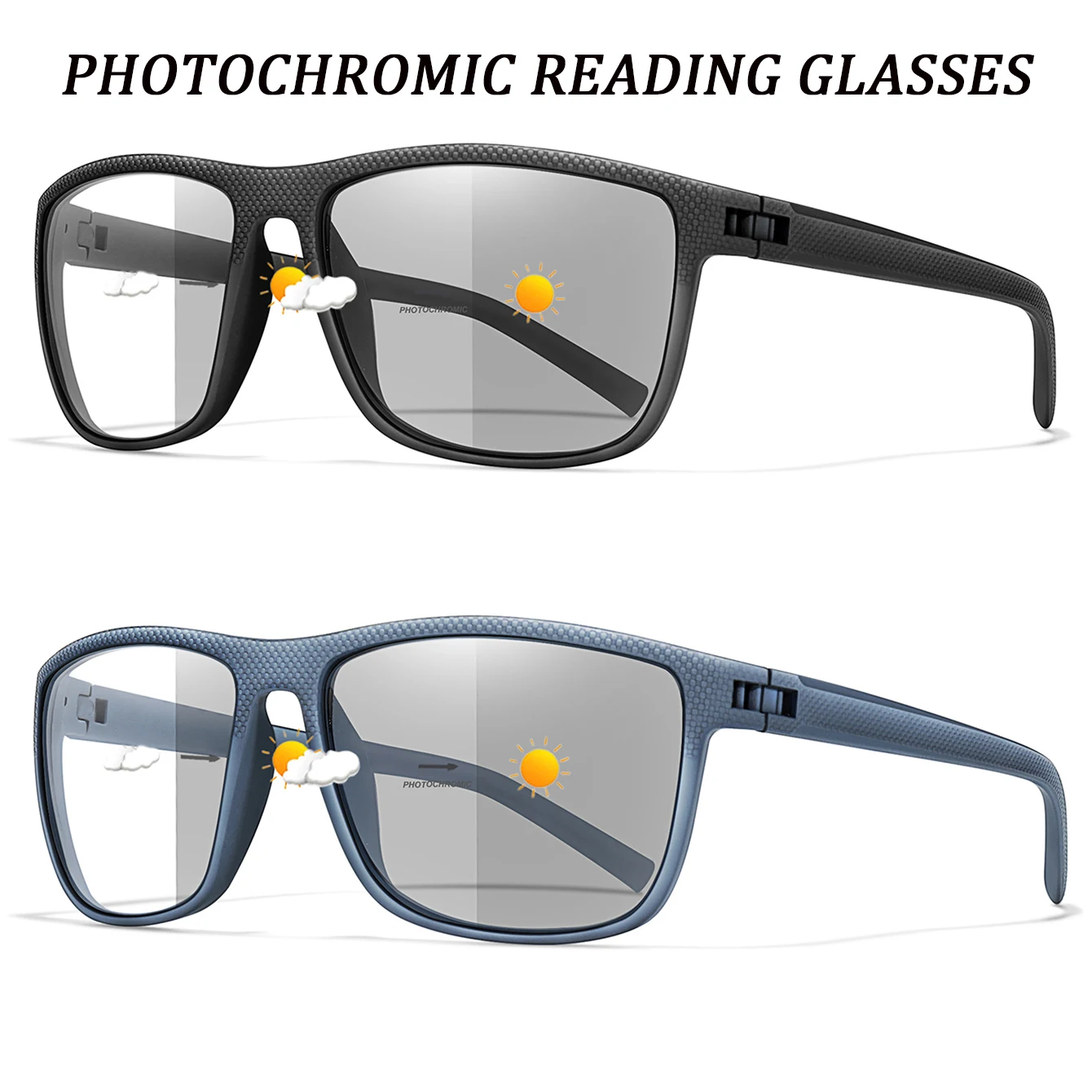 2-Pair Photochromic Reading Glasses Anti-blue Classic Eyewear For The Wholesale Retail Business Men surf the Internet