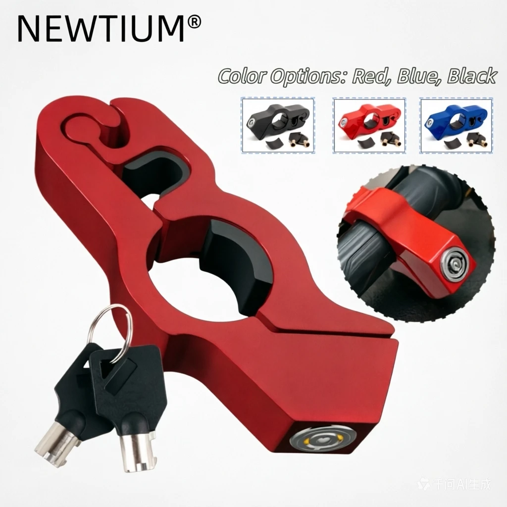 Motorcycle Anti-Theft Handlebar Lock | Solid Brake Handle Lock with Imitating Steal-Proof Pull Rod for ATV, Dirt & Street Bikes