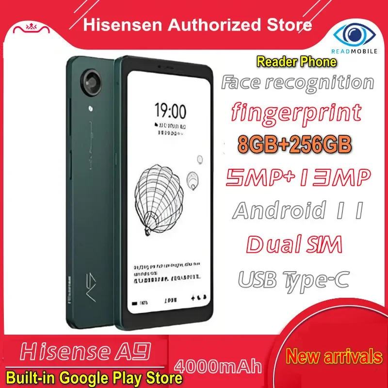 Hisense A9 Ink Screen Phone Multi-language 8GB+256GB hifi cold warm backlight electronic book readers 6.1Inch EInk Display