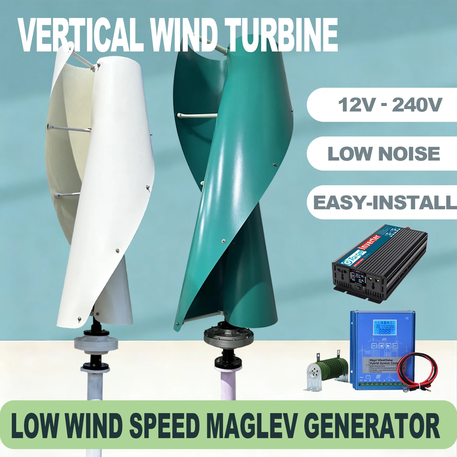 30KW 10KW 20KW Vertical Axis Wind Turbines 12V-220V 48V 96V 24V 15000W Free Alternative Energy Off Grid System Hybrid Controller