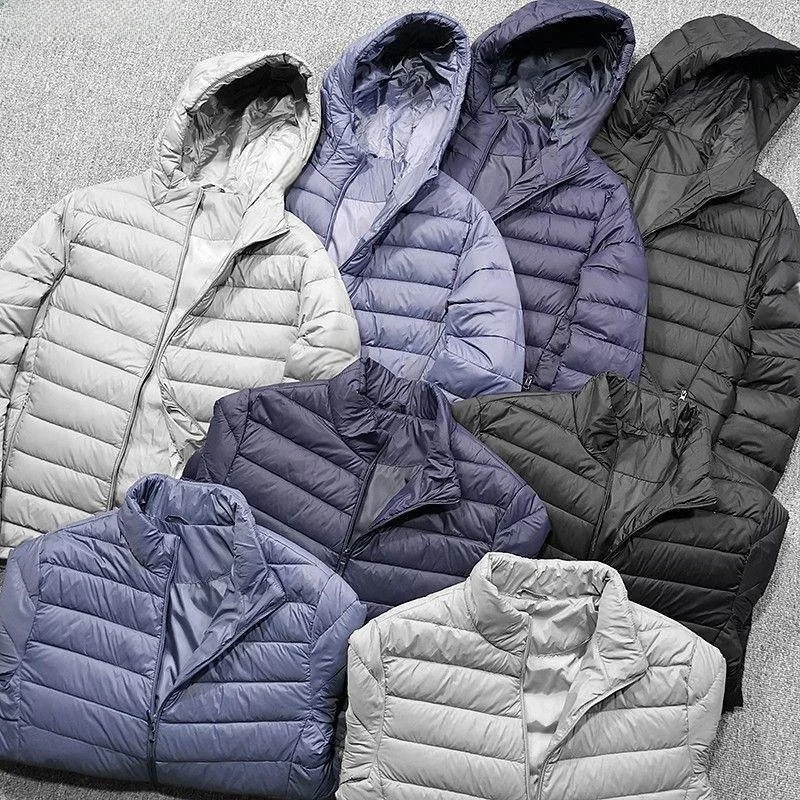 Men's Winter Lightweight down Cotton Jaet ort Loose Fit Ultra-Thin Spor Outerwear Hooded Casual CleanFit Zipper