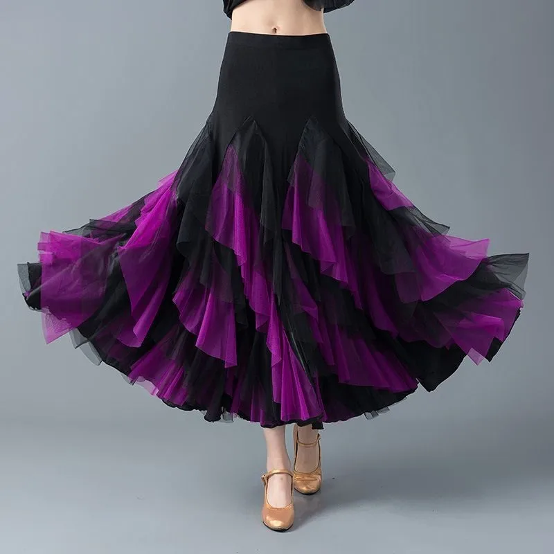 Women Flamenco Dancing Costume Waltz Ballroom Dance dress Classical Competition Practice Layered Big Swing Spanish Skirts