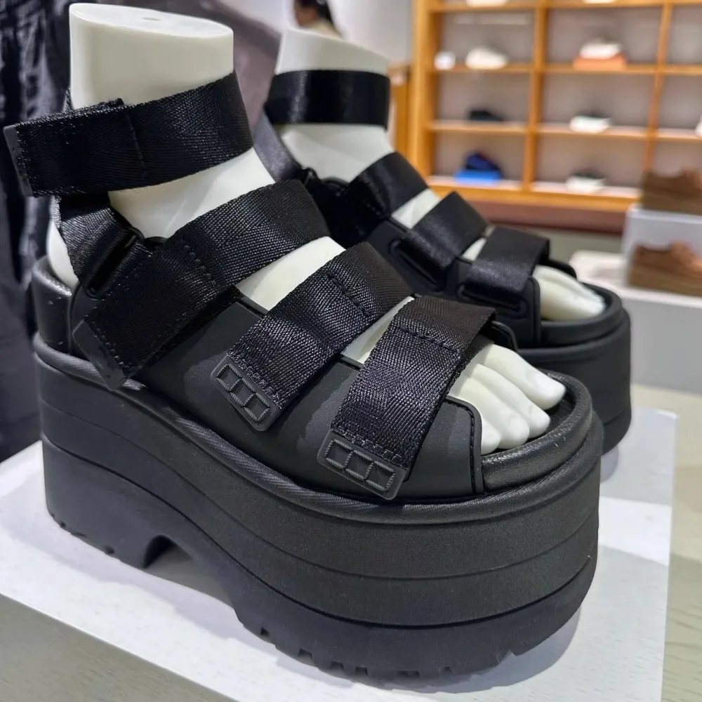 11CM High Platform Sandals Women Summer Hidden Heel Casual Mules Shoes Female Outside Beach Slipper Breathable Chunky Sneakers