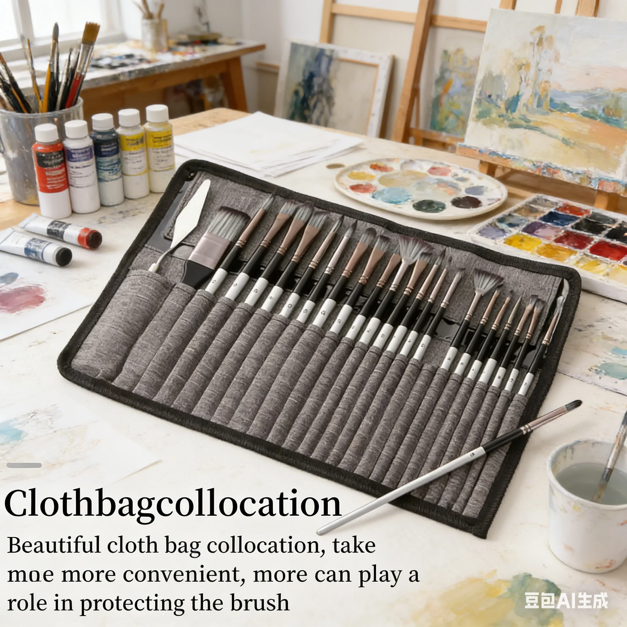 24-Piece Paint Brush Set with Palette Knife - Multi-Nib Art Brushes for Acrylic/Watercolor Painting (Canvas Roll Pouch)