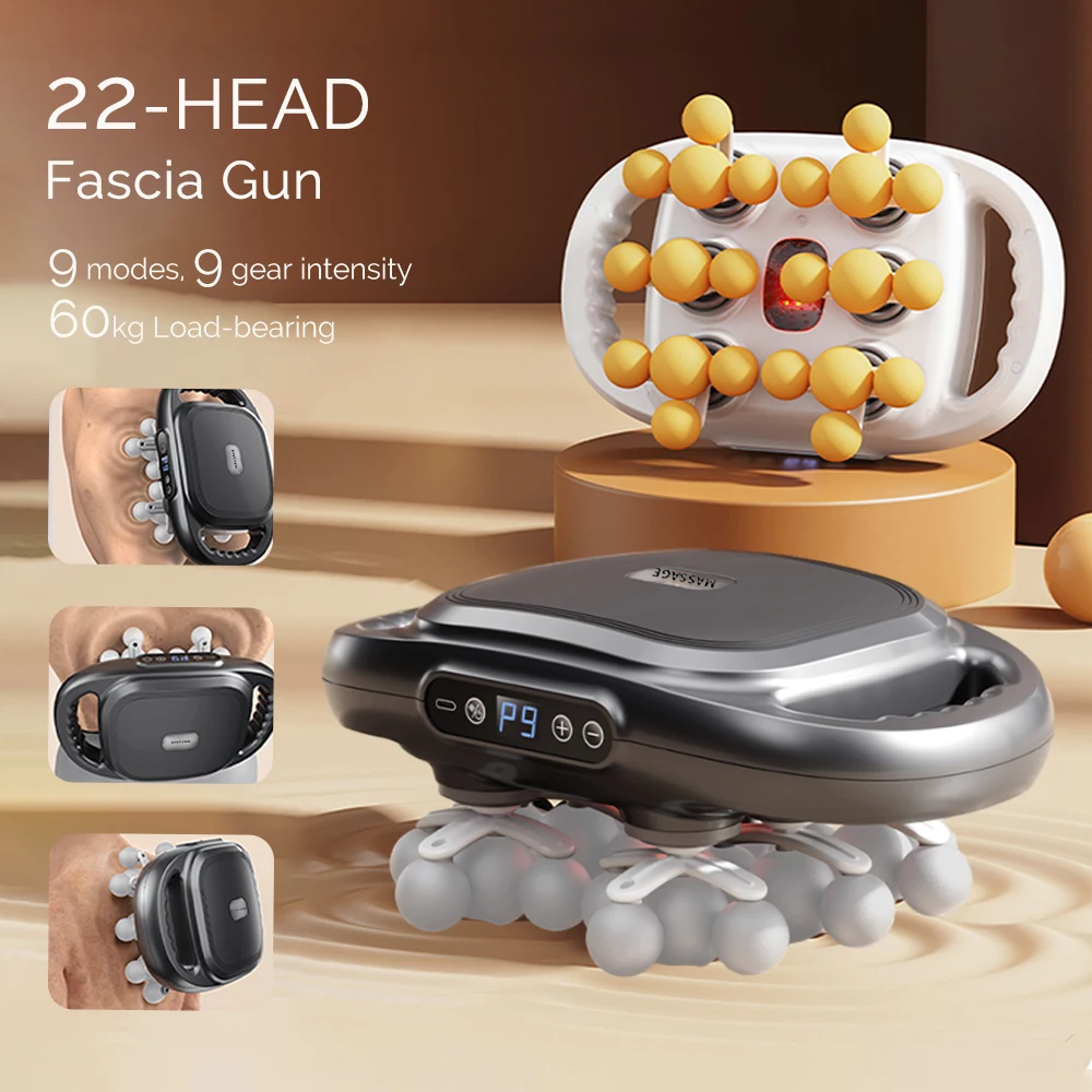 22-Head Fascia Gun High-Frequency Vibration Body Massage Gun Back and Waist Massager Neck Shoulder Massager Muscle masajeador