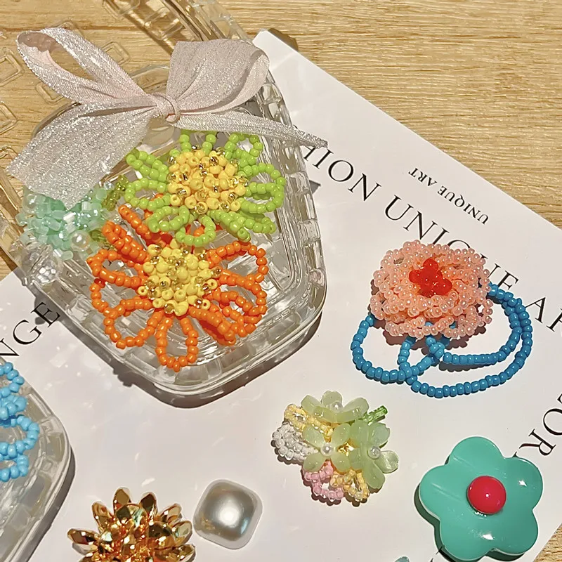 Dopamine Handcrafted Beaded Jelly Shoes Sports Sandals Accessory DIY Decorative Shoe Flower Slippers Colorful Buckles