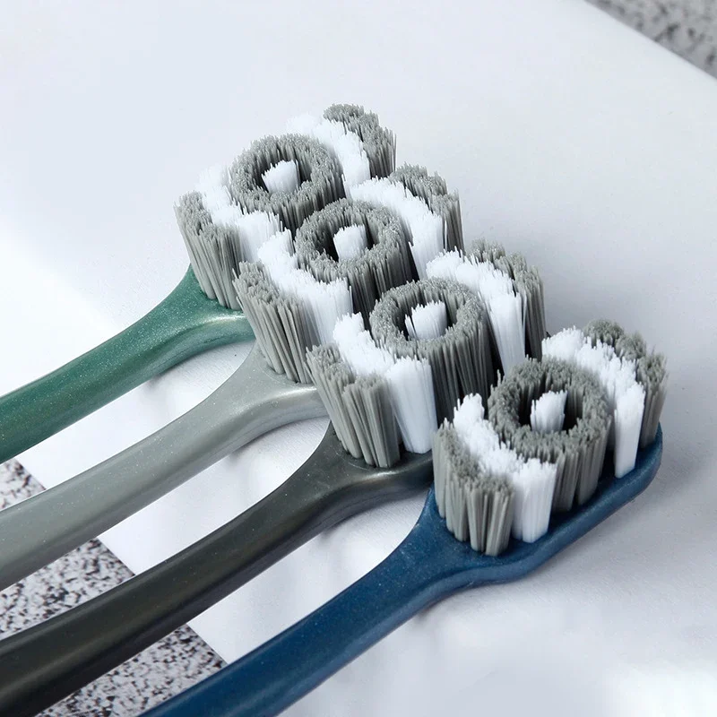 6 PCS Toothbrush Whiten Tooth Super Hard Bristles Cross Remove Tongue Plaque Bacteria Stains Dental Oral Care