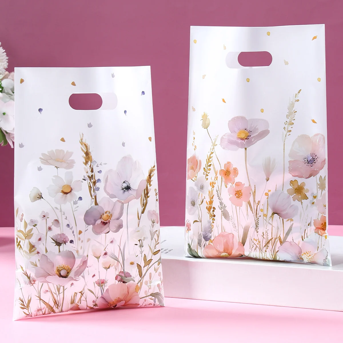 10/25/50pcs Wildflower Themed Handbag Candy Bags Spring Birthday Party Gift Packing Bag Birthday Baby Shower Girl Party Supplies
