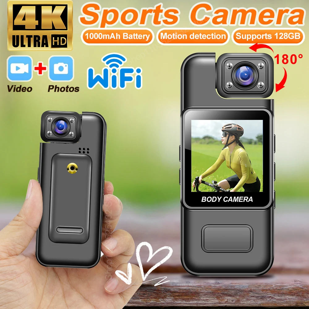 Ultra HD 4K WiFi Mini Camera Portable Digital Video Recorder Police Body Cam Infrared Night Vision Sports DV Small Camcorder