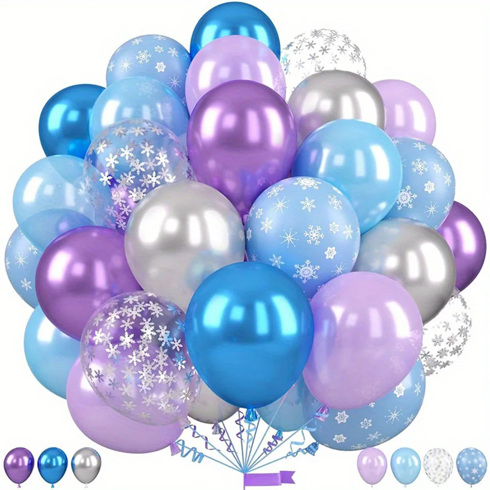 Ice and Snow Balloon Blue Purple Snowflake Balloon Metal Blue Purple Balloon Decora Frozen Theme Birthday Holiday Party Supplies