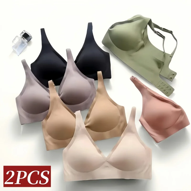 2Pcs/Set Seamless Bras For Women Wireless Underwear Push Up Brassiere Soft Padded Intimates Female Sexy Lingerie Sleepwear S-XXL