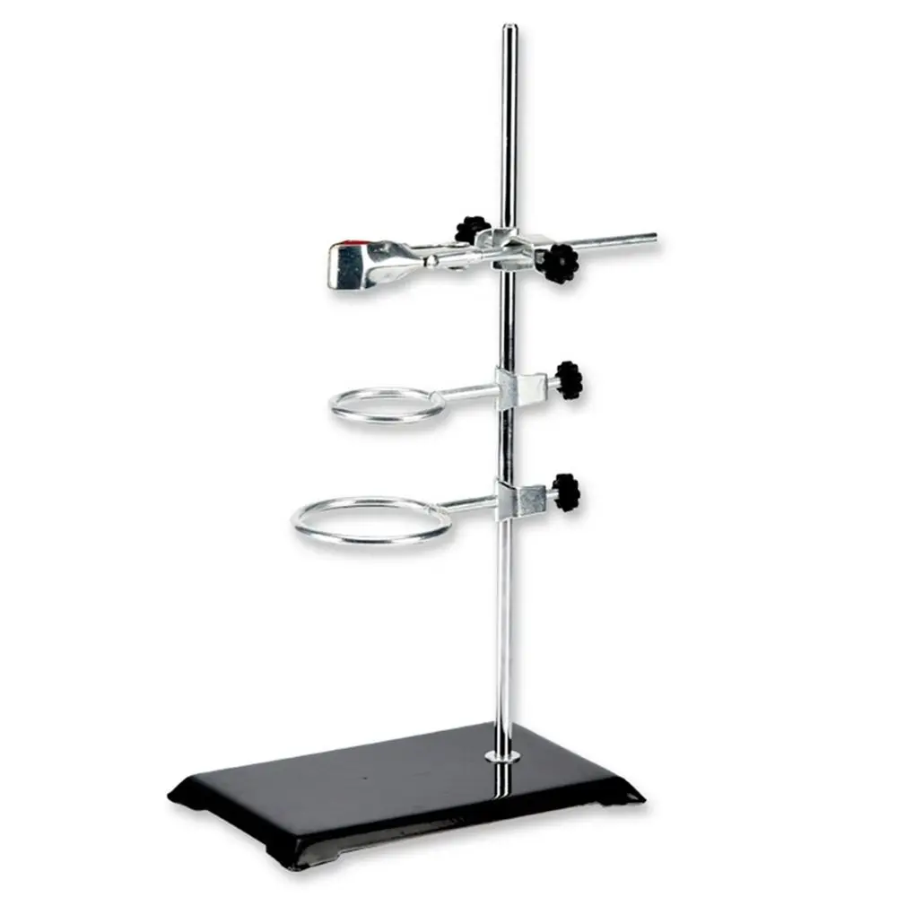 Laboratory Stands Support Set, Steel Lab Stand Set with Cast Iron Base, Rod 16" L with Burette Clamp and Flask Ring Clamps