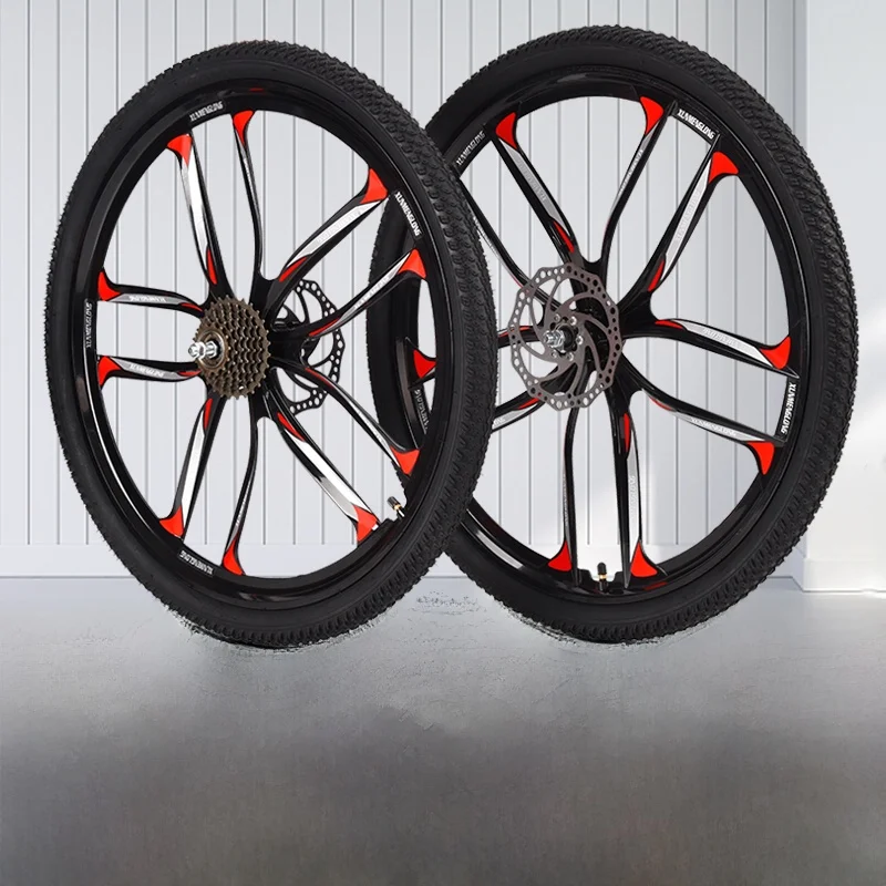 Mountain Bike Wheel Set 24 26 Inch One-Piece Wheel Rims Bicycle Wheels with Disc Brake And ifting Hub Cycling Equipment