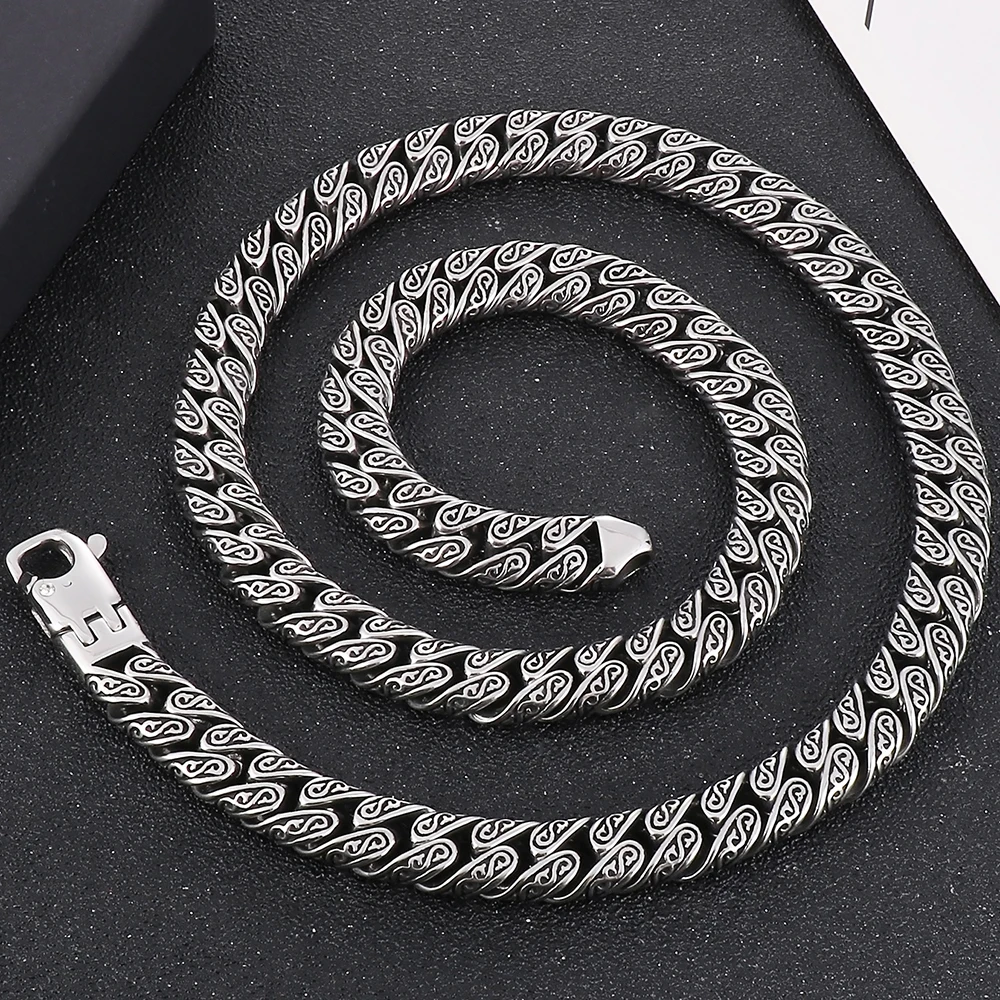 Vintage Cool 12MM Wide Chains Necklace for Men Stainless Steel Punk Statement Halloween Jewellery Accessories Men's Necklaces