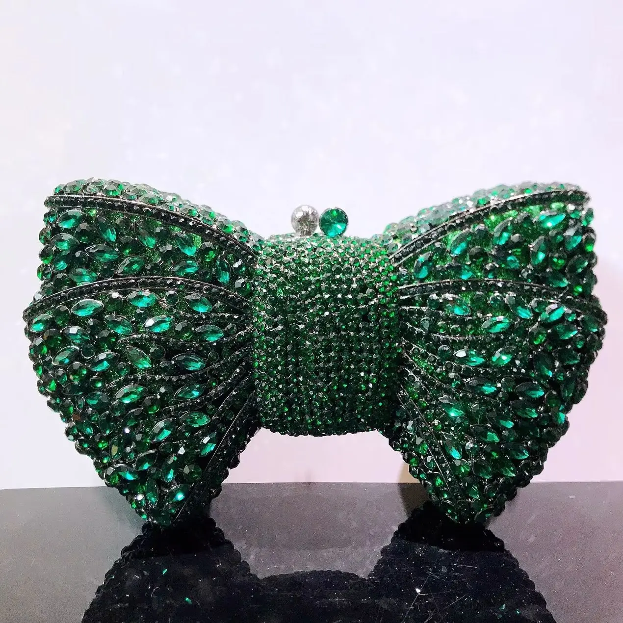 Newest Rhinestone Green/Black Clutch Purse Bow Luxury Diamond Women Red Evening Clutches Bags Wedding Bridal Bag Stones Handbags