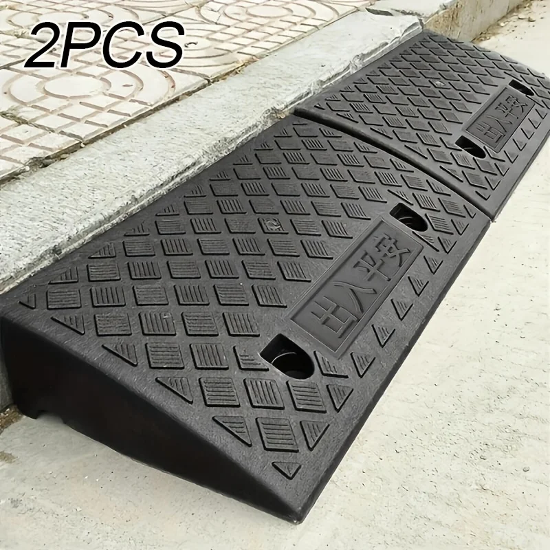 2PCS Portable Car Sidewalk Ramp Non-Slip Threshold Ramp for Driveway Porch RV Wheelchair & Pet Access Gift for Seniors & Pets​​