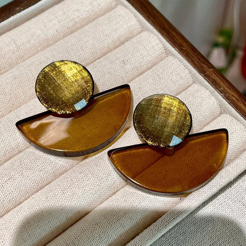 Acrylic Geometry Exaggerate Semicircle Earrings Fashion Jewelry Trendy Women Delicate Party Gifts Personality W59