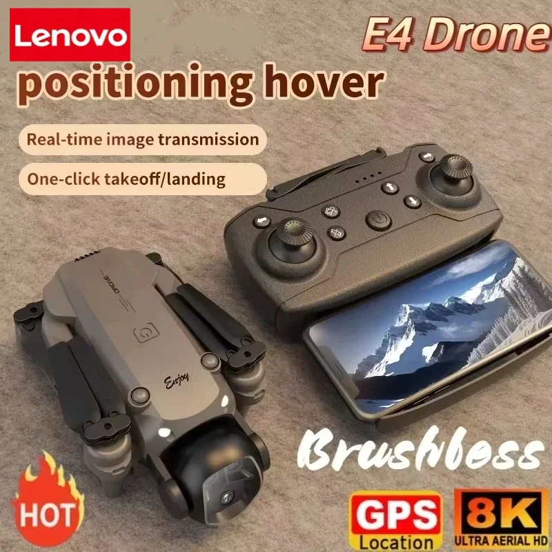 Lenovo E4 Drone 8K Aerial HD Gradient Flowing Light Dual-Camera Omnidirectional Obstacle Avoidance Brushless Motor GPS UAV
