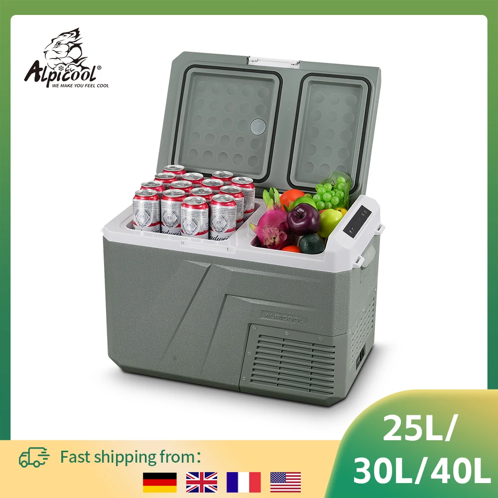 Alpicool QX 25L 30L 40L Car Refrigerator 12/24V DC 100-240V AC Fridge Freezer Dual Zone Portable Compressor Cooler for Camping