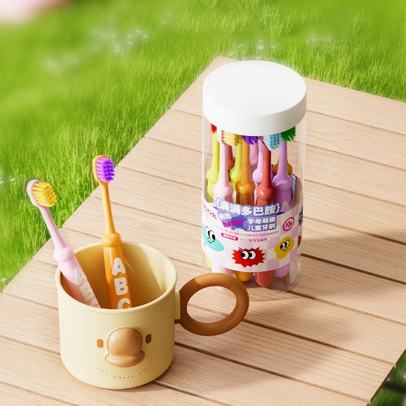 10PCS Cartoon Letter Children's Toothbrush With Fine Soft Bristles Household Toothbrush for 3-12-year-old Babies During Tooth