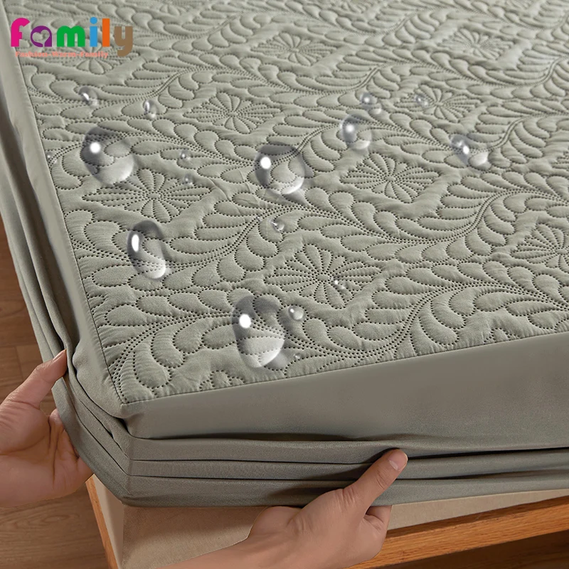100% Waterproof Quilted Mattress Cover Protector Breathable Antibacterial Fitted Sheet with Elastic Band Queen King Bed Sheet