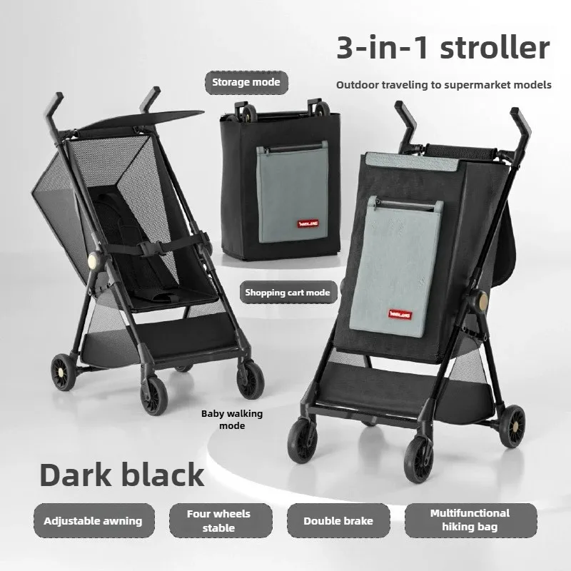 Portable Outdoor Stroller Foldable Pocket Umbrella Stroller Lightweight and Compact Stroller, Multifunctional Baby Carriage