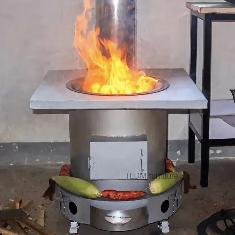 Chimeneas Fire Wood Heater Household Indoor Burning Firewood Rural Large Iron Pot Smokeless Mobile Countryside Outdoor Stove H