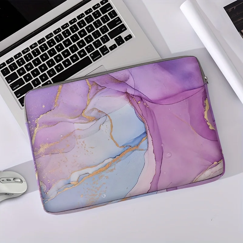 1-piece set, marble print pattern laptop bag, briefcase, suitable for 14 inch laptops, fixed laptop bag