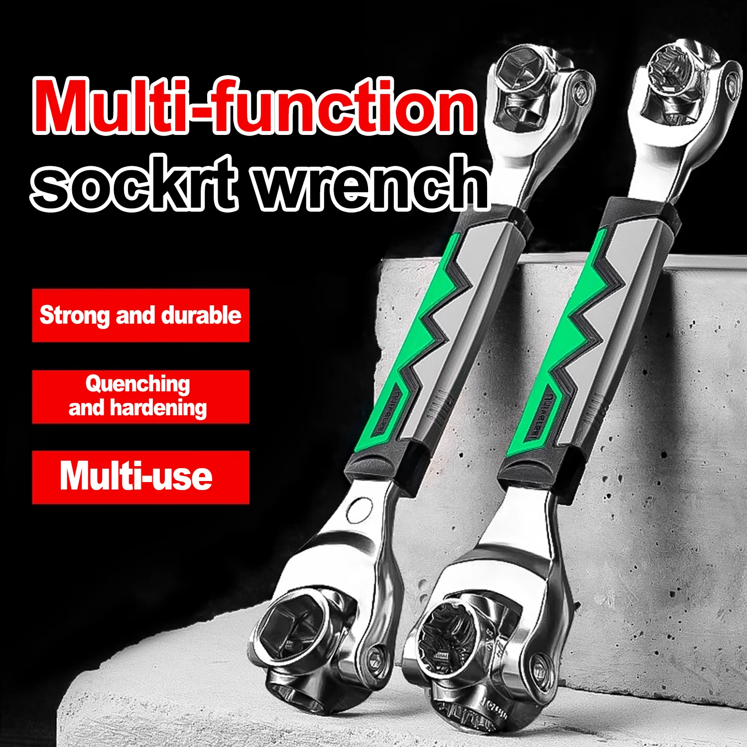 52 in 1 Tools Socket Works Universal Ratchet Spline Bolts Sleeve Rotation Hand Tools 360 Degree Multipurpose Tiger Wrench