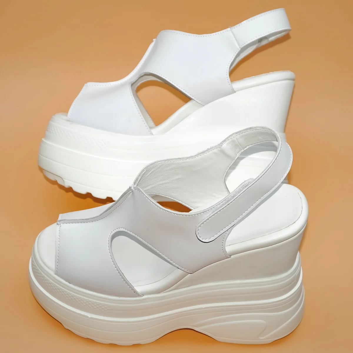 Platform Pumps Big Size 46 Shoes Women Plus Size 47 Genuine Leather Wedges High Heel Gladiator Sandals Summer Chunky Sneakers