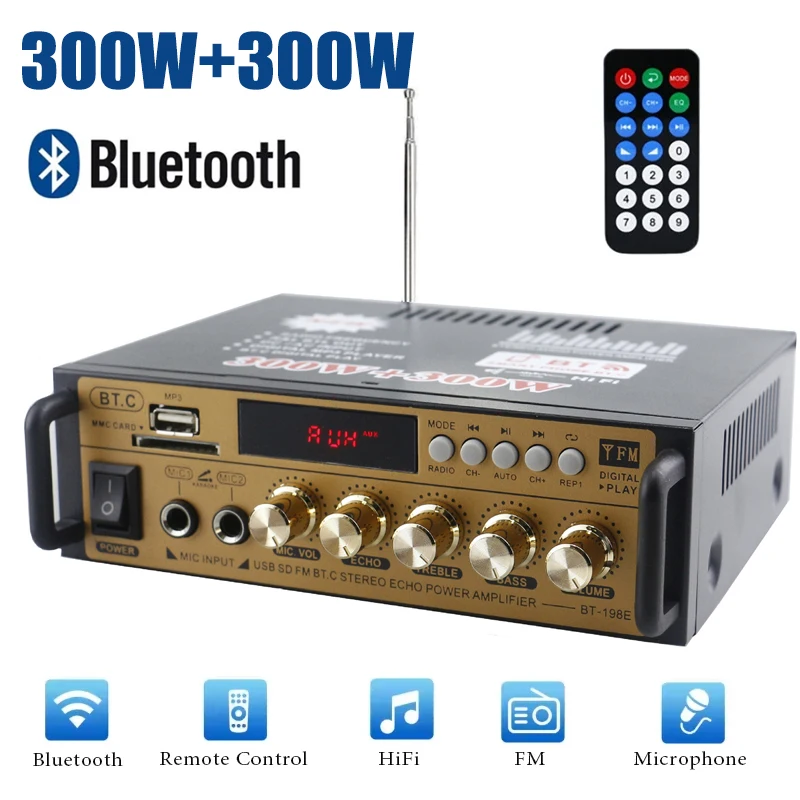 Home Theater Amplifiers Audio 220V Bass Audio Power Bluetooth Digital Amplifiers Hifi FM Auto Music Subwoofer Speakers