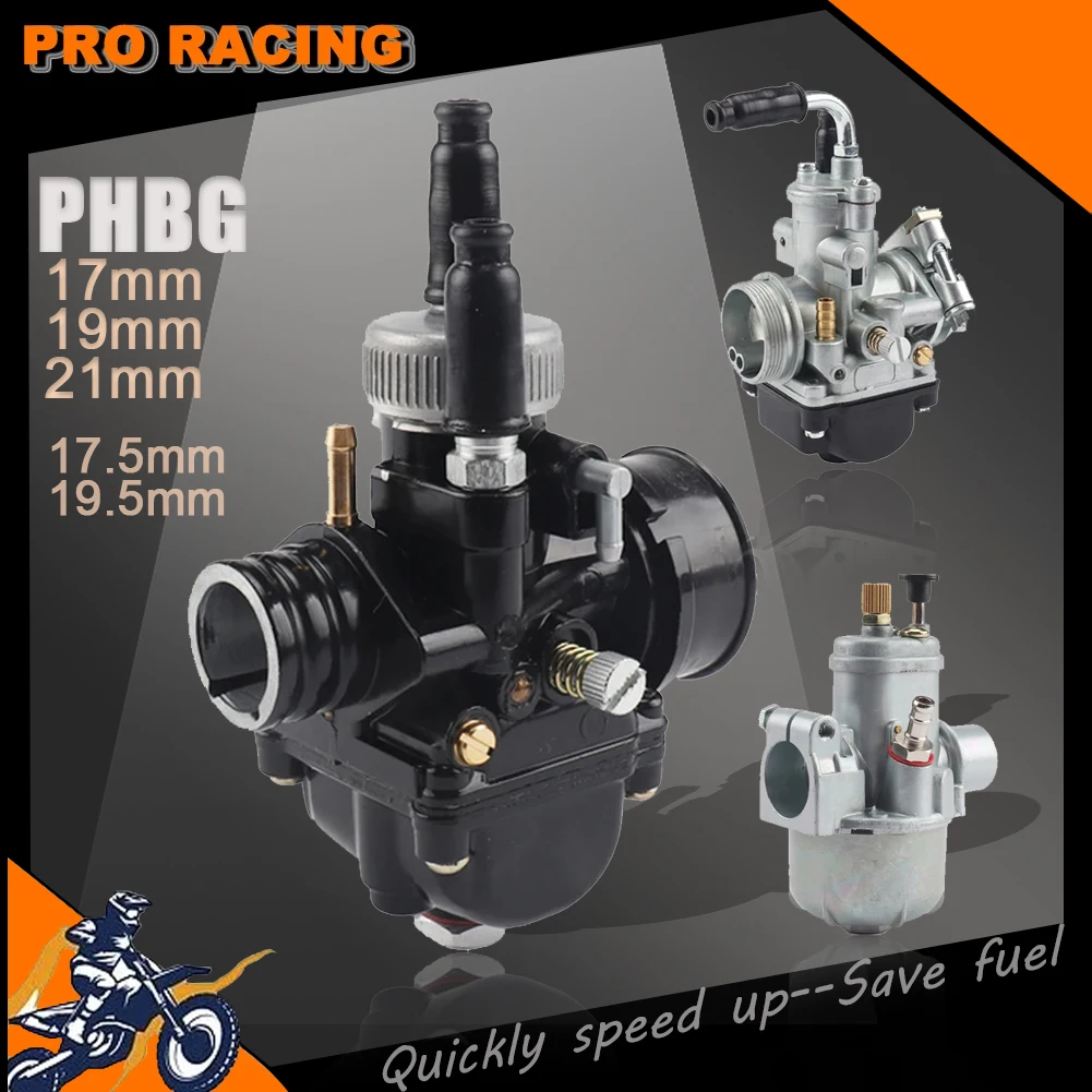 Motorcycle PHBG Carburetor 17 19 21mm 2T Racing Carb With Air Intake For Dellorto RS50 47cc 49cc GY6 JOG 50cc 90cc DIO90