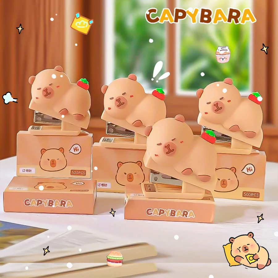 kawaii stationery Office accessories Pretty office supplies stationery stapler cute capybara mini stapler school supplies
