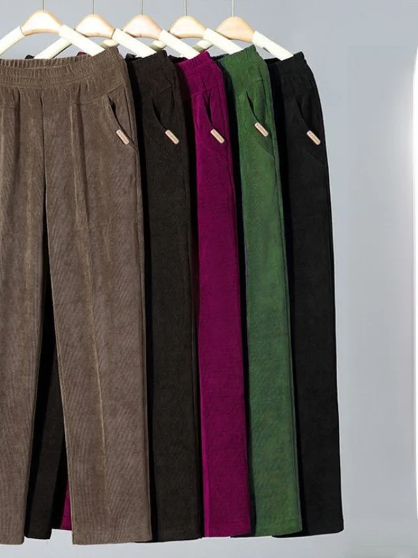 Corduroy Straight Leg Loose Women's Pants High Waist Elastic Waisand Casual Trousers Slimming Versatile Long Pants