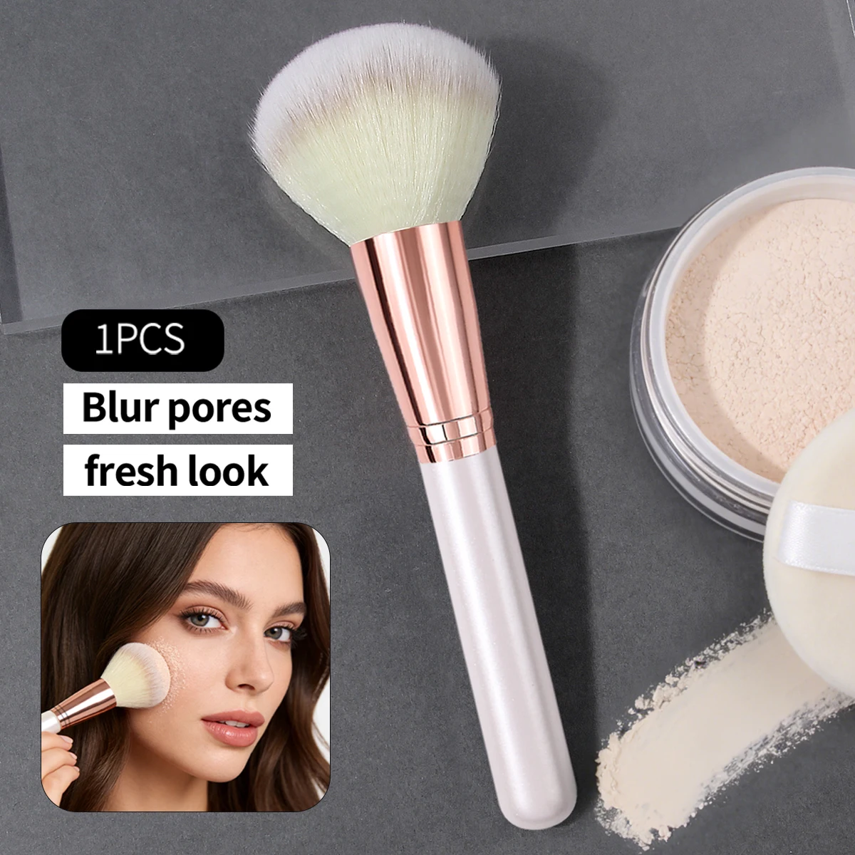 1-Piece Soft Face Brush - Multi-functional for Blush, Powder & Contour, Ultra-soft Bristles for Non-caking & Natural Makeup