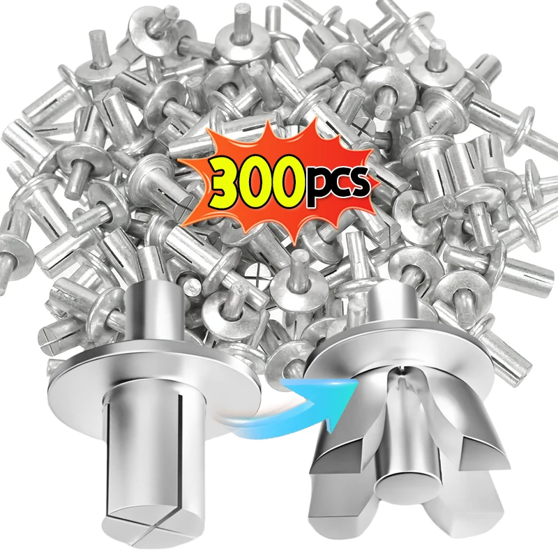 300/10x Hammer Drive Expansion Rivets Percussion Expansion Aluminum Nail Head Piercing Knock Type Small Tapping Screws Fasteners
