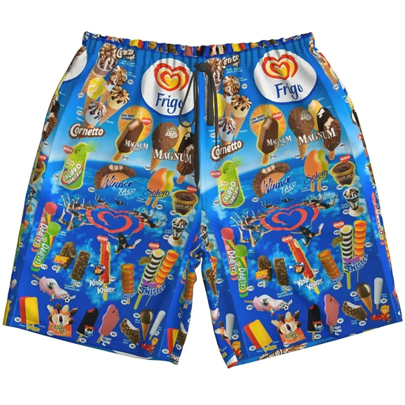 Fashion Summer Ice Cream Beach Shorts Men Women Daily Casual Breathable Board Short Hawaiian Vacation Trend Men's Swim Trunks