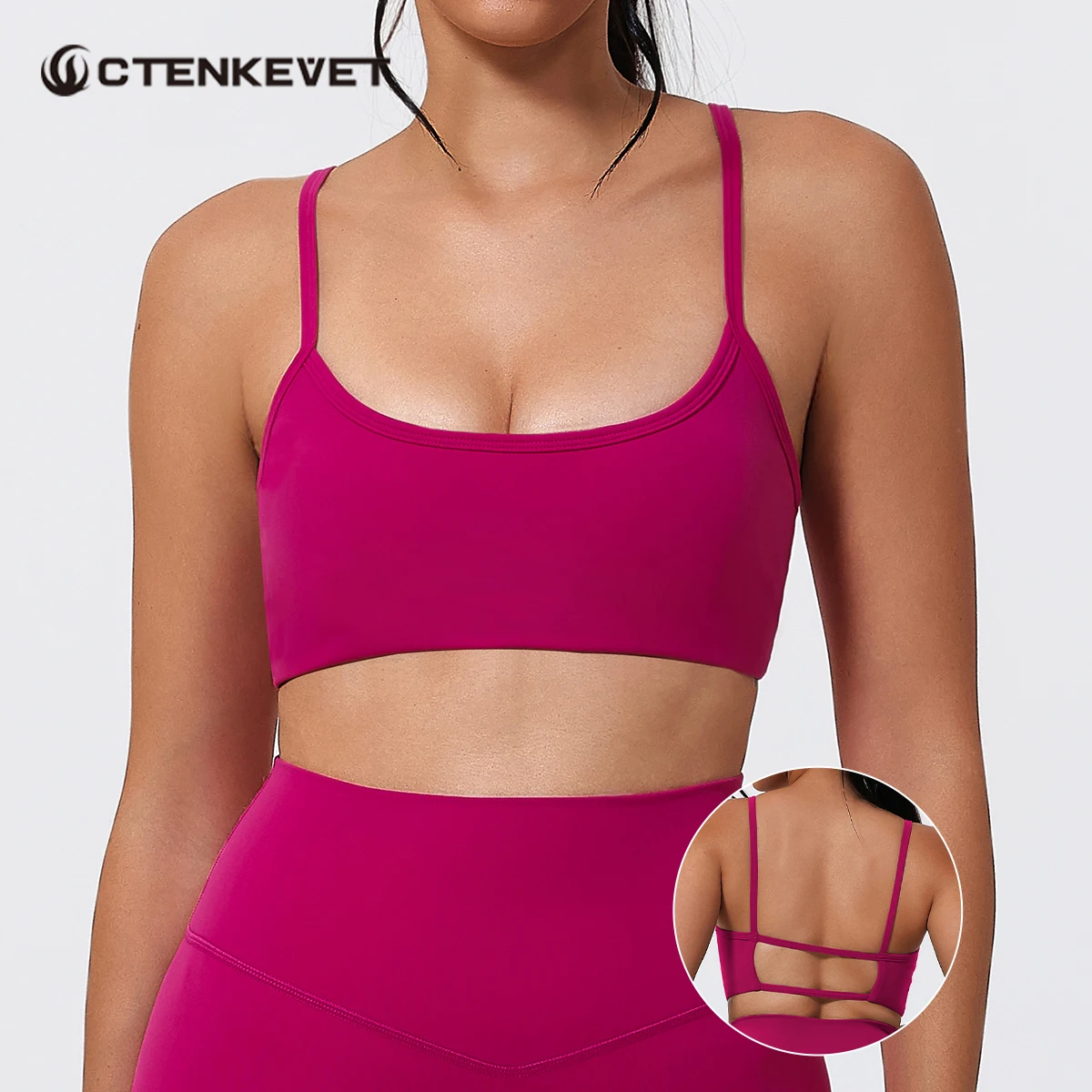 Ctenkevet Sexy Women's Backless Sports Bra Supportive Fitness Top Yoga Sports Bra Female Gym Running Bra Gym Sports Top Women