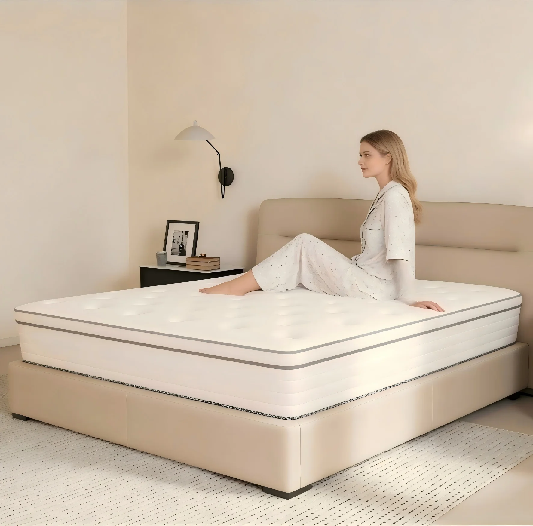 Mattress Full Queen King Size 12 Inch, Hybrid Mattress with Individual Pocket Springs and Memory Foam, Fiberglass Free