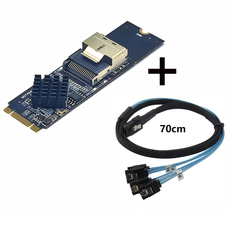 M.2 NVME to Mini SAS SFF-8087 Expansion Card Support 4 Port SATA3.0 6Gbps HDD SSD SATA Controller SFF8087 to M2 NVME Adapter