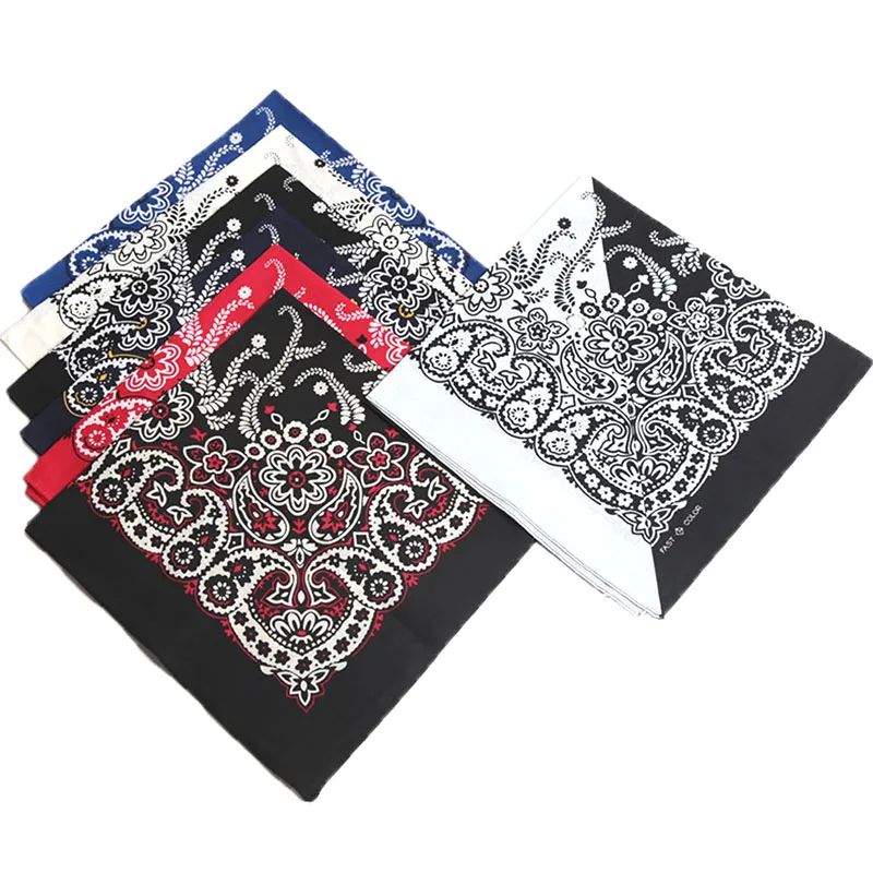 55cm*55cm Fashion Cotton Hip Hop Head Scarf Paisley Square Scarves Headwear Bandanna Hair Band Neck Wrist Wrap Band Accessories