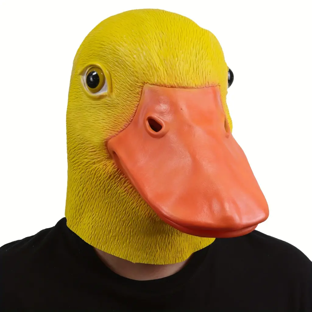 1Pc Yellow Duck Funny Mask, Suitable for Party Dance Performance Latex Headgear Props