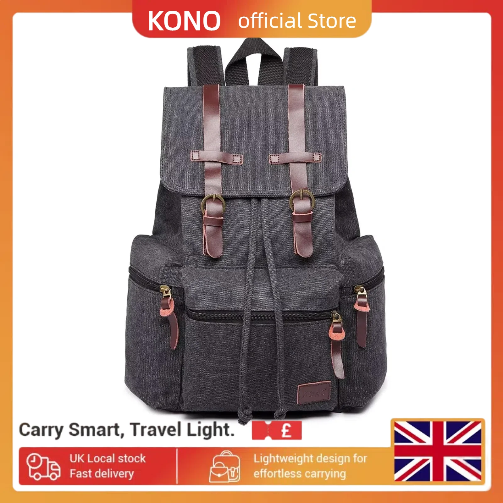 Canvas Backpack Unisex Vintage Rucksack School Bag Casual Daypack for Women Men Boys Girls Outdoor Travel Hiking Camping