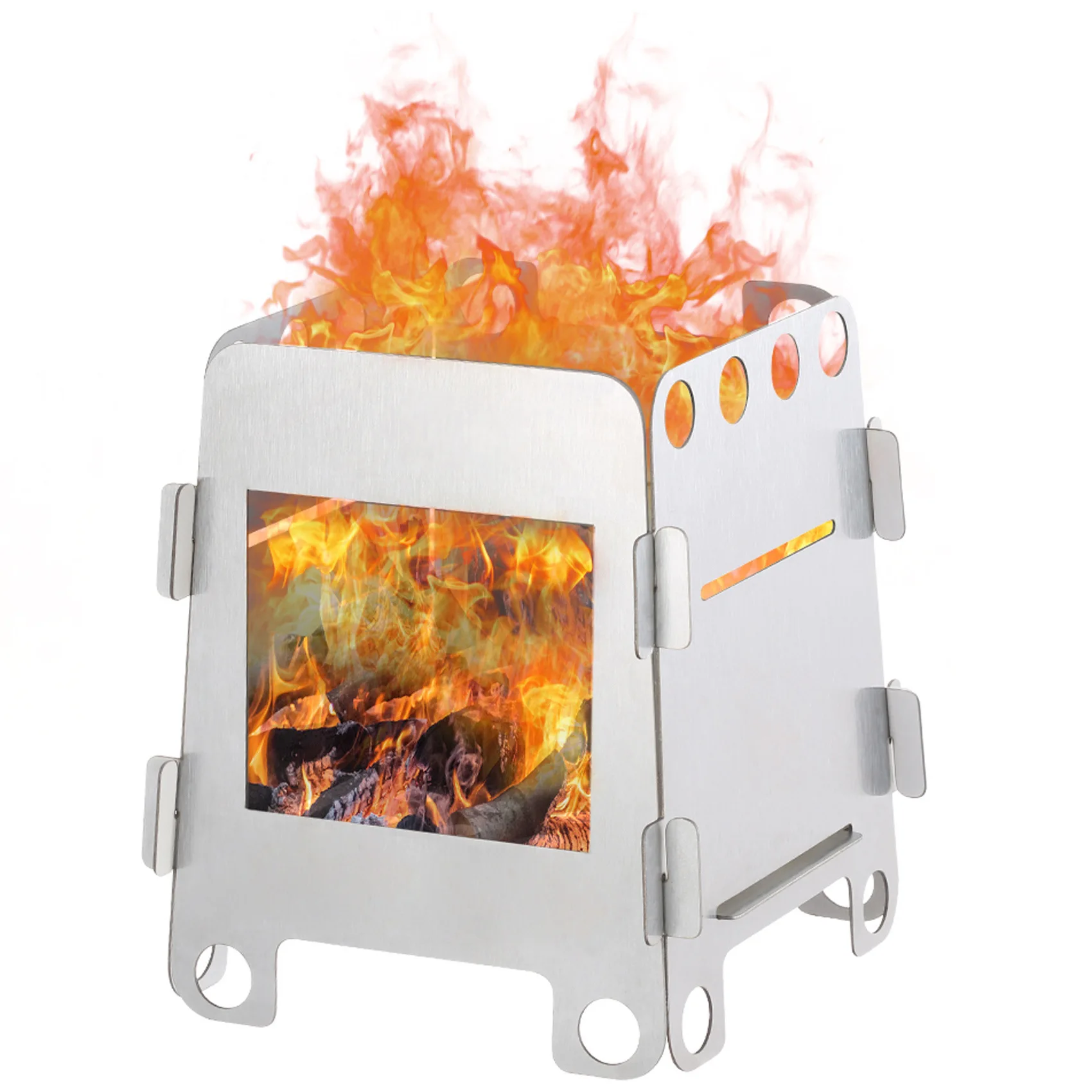 Portable Folding Card Stove, Stainless Steel Card, Alcohol Wood Stove, Outdoor Picnic, Detachable Barbecue Stove, Heating Stove