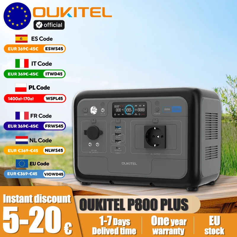 OUKITEL P800E Portable Power Station 800W Output Power 512Wh LiFePO4 Family Outdoor Camping Backup Power Mobile Power