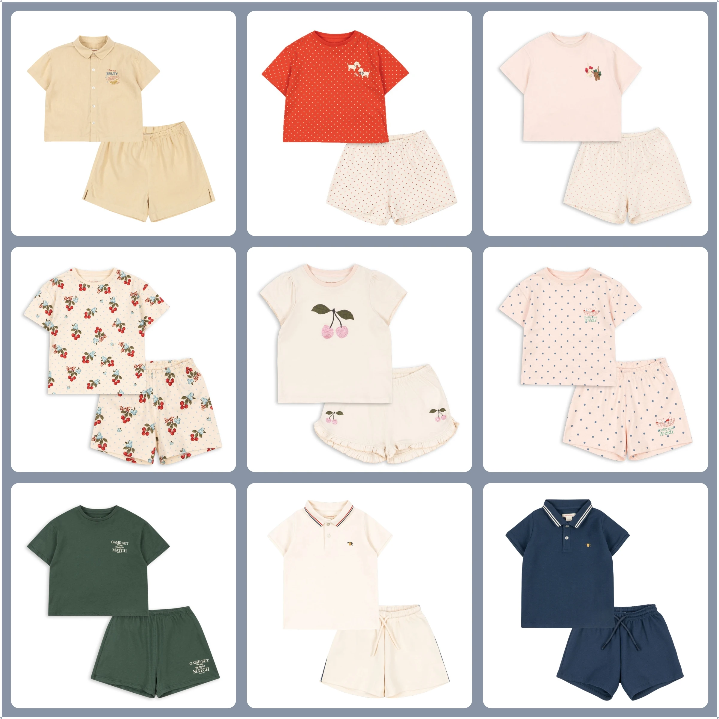 26 Summer New Children's Clothing Kids Girls and Boys Cute Printed Polka Dot Short-sleeved T Shirt Top and Shorts Clothing Set