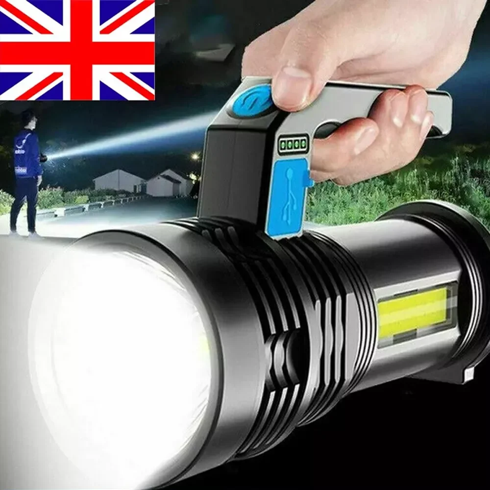 High Power LED Flashlight Waterproof Fishing Lantern Torch USB Rechargeable Powerful Spotlight Searchlight Camping Lamp Outdoor