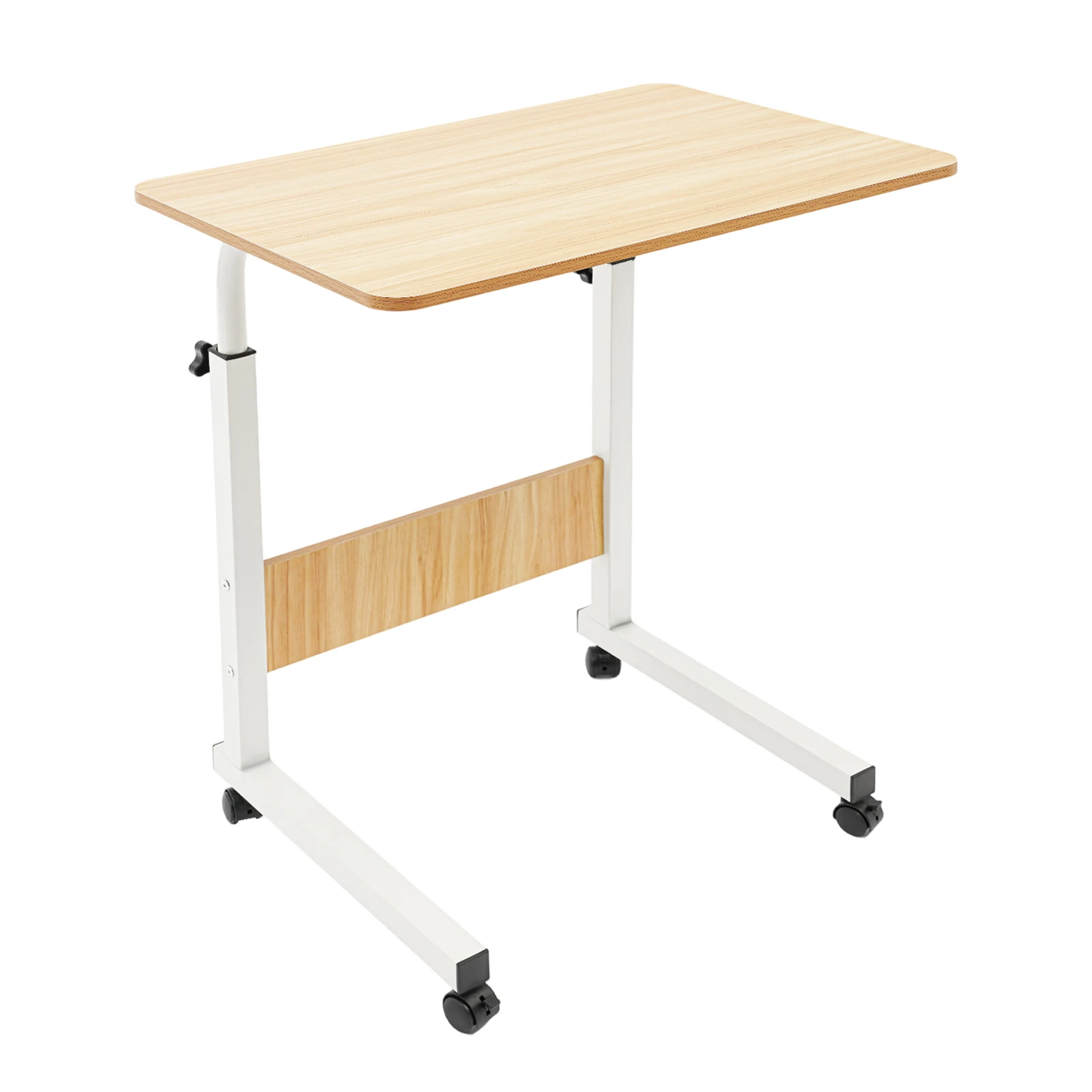 Adjustable Laptop Desk, Mobile Tabletop Stand with 4 Lockable Wheels, 15kg Load Rolling Study Table Computer Workstation